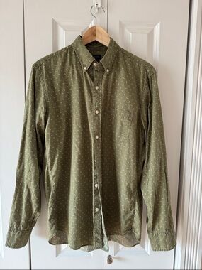 J. Crew Olive Green Dot-Print Button-Down Shirt